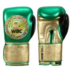 WBC By TITLE Boxing Green Belt Training Gloves 1.0 -Power Punch wgbtg gn gd bk 1 1