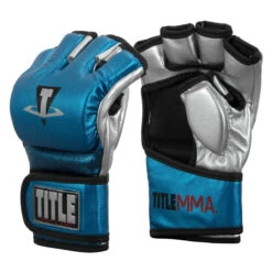 TITLE MMA Menace Metallic Training Gloves -Power Punch xmmtg bl sv 002